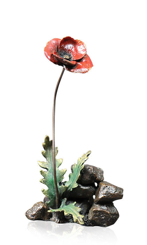 hand painted bronze poppy sculpture