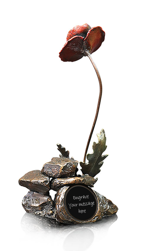 hand painted bronze poppy sculpture