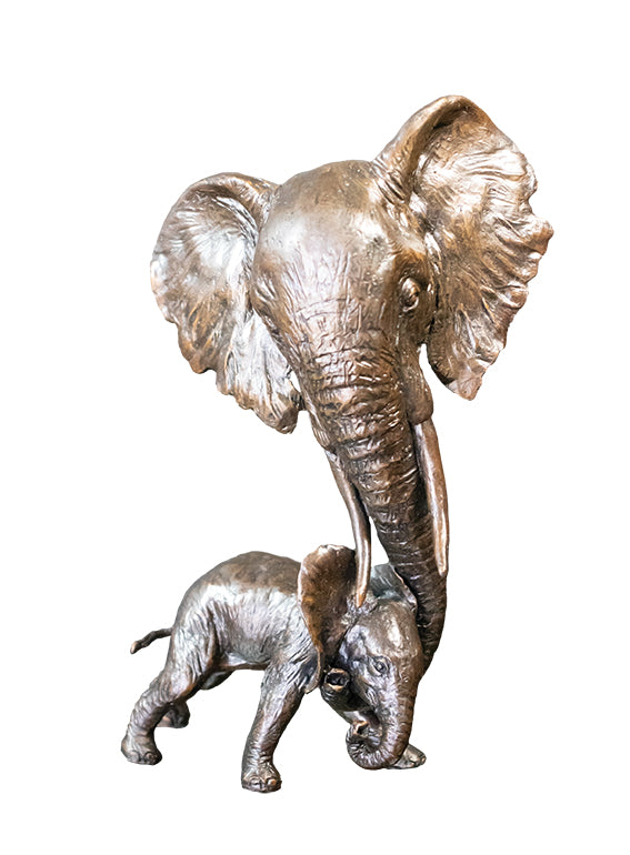 elephant mother and baby bronze sculpture limited edition keith sherwin