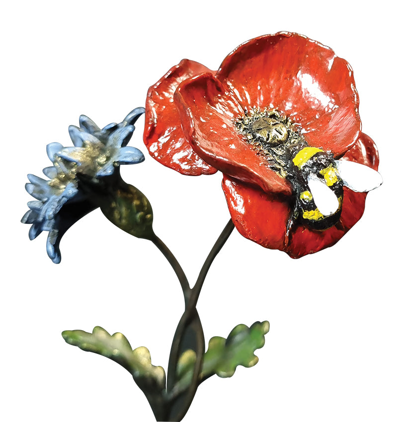 Poppy with Cornflower and Bee (1154)