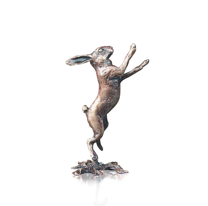 miniature bronze hare boxing gift sculpture butler and peach