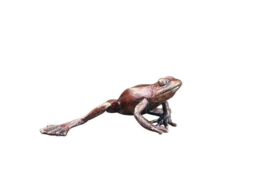 miniature bronze garden frog gift sculpture butler and peach