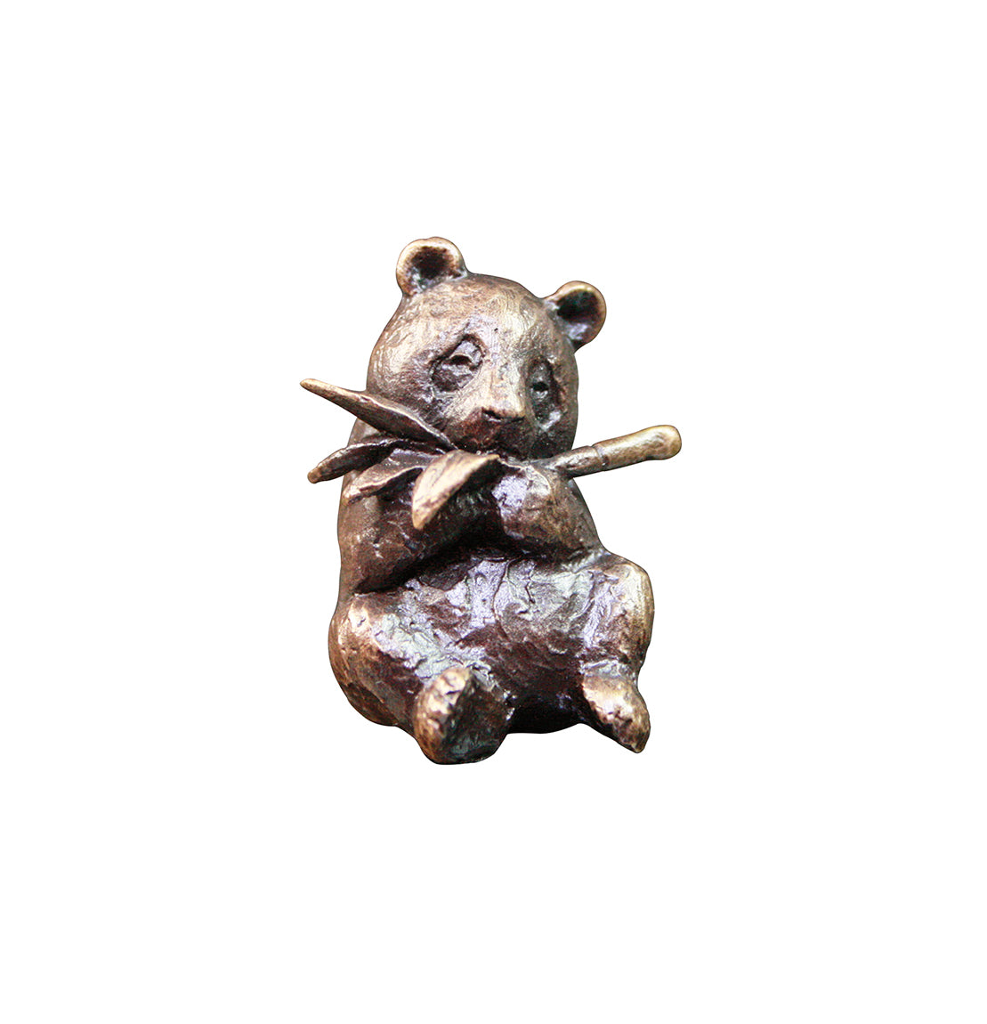 miniature bronze panda gift sculpture butler and peach