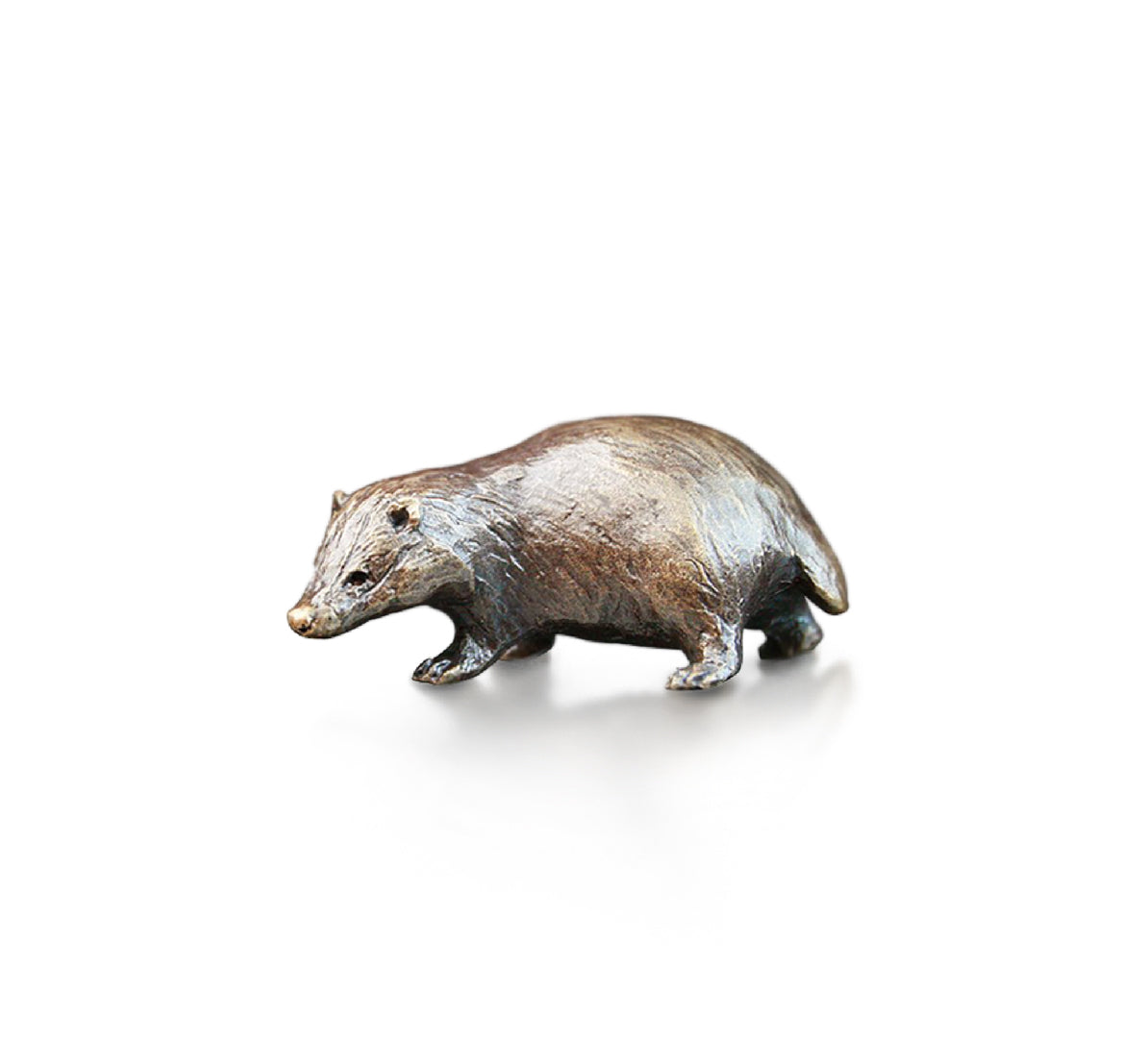 miniature bronze badger gift sculpture butler and peach