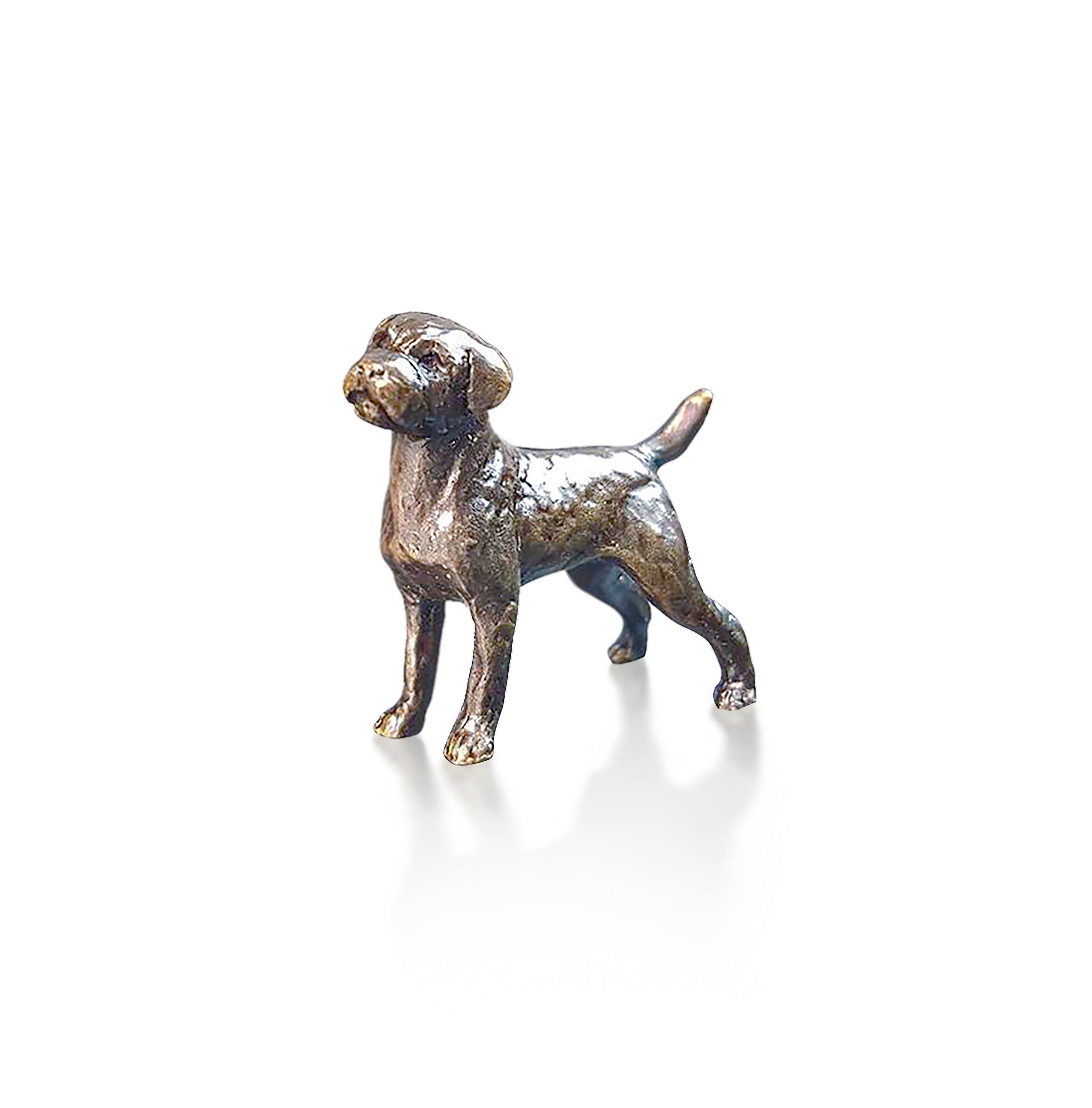 miniature bronze border terrier gift sculpture butler and peach