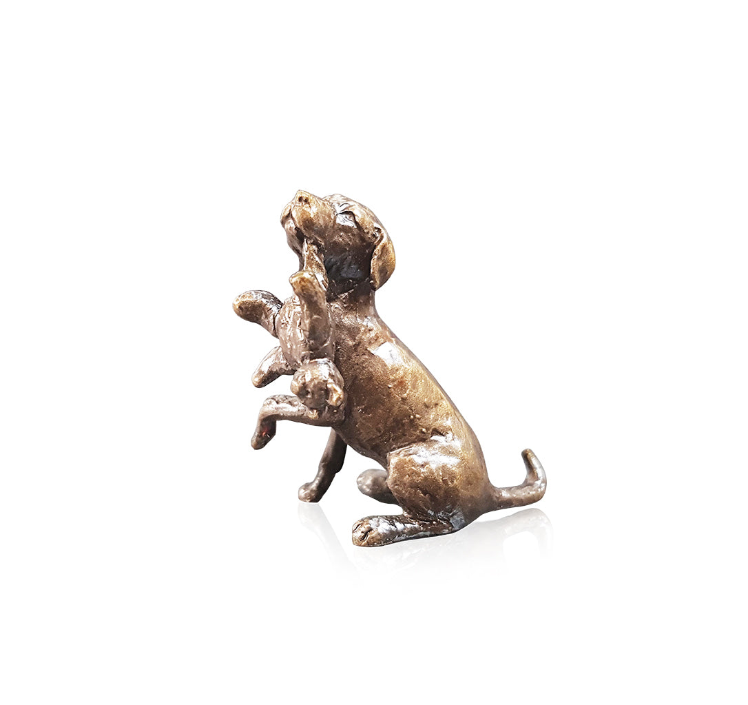 miniature bronze labrador gift sculpture butler and peach