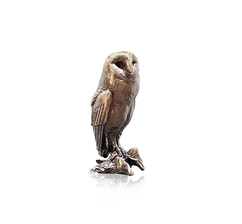 miniature bronze barn owl gift sculpture butler and peach