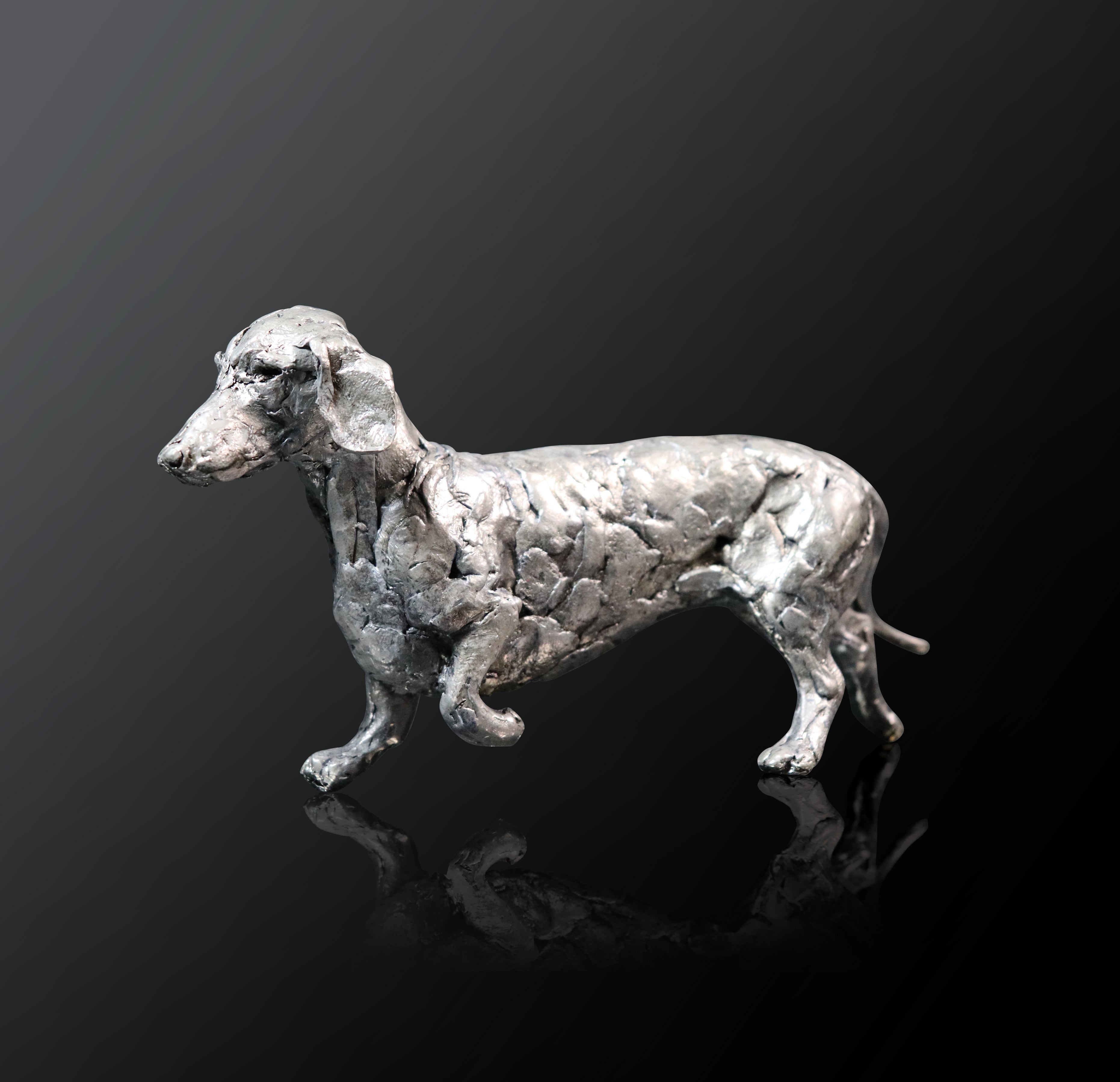 dachshund dog standing nickel gift sculpture