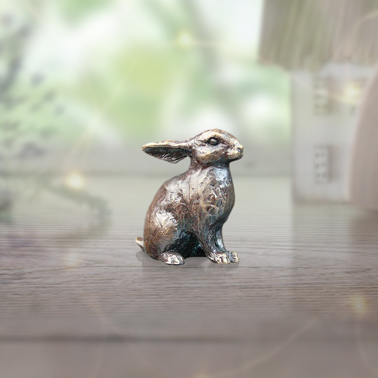 miniature bronze bunny gift sculpture butler and peach