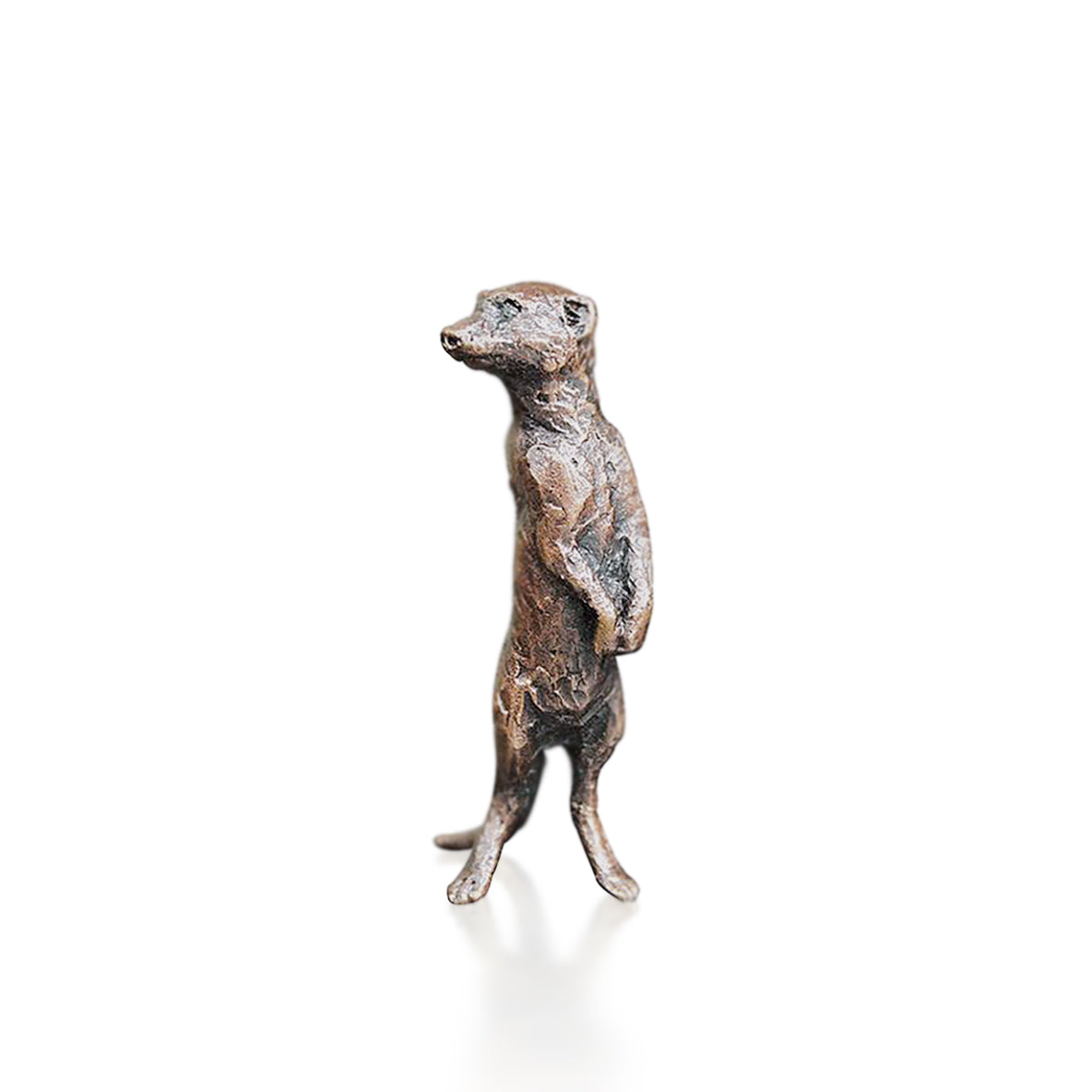 miniature bronze meerkat gift sculpture butler and peach