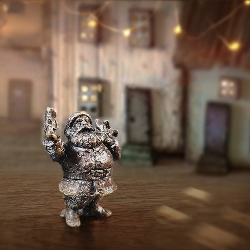 miniature bronze father christmas gift butler and peach