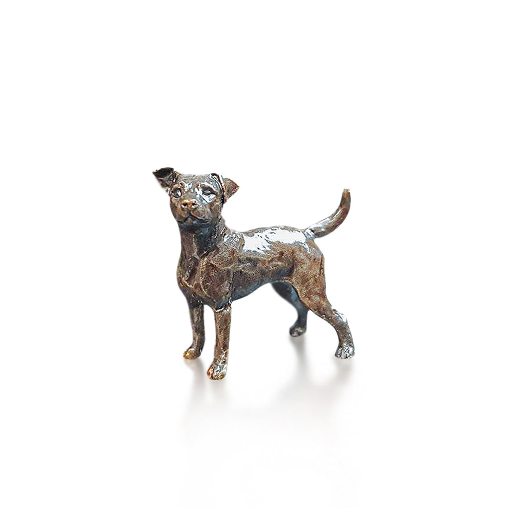 miniature bronze jack russell gift sculpture butler and peach