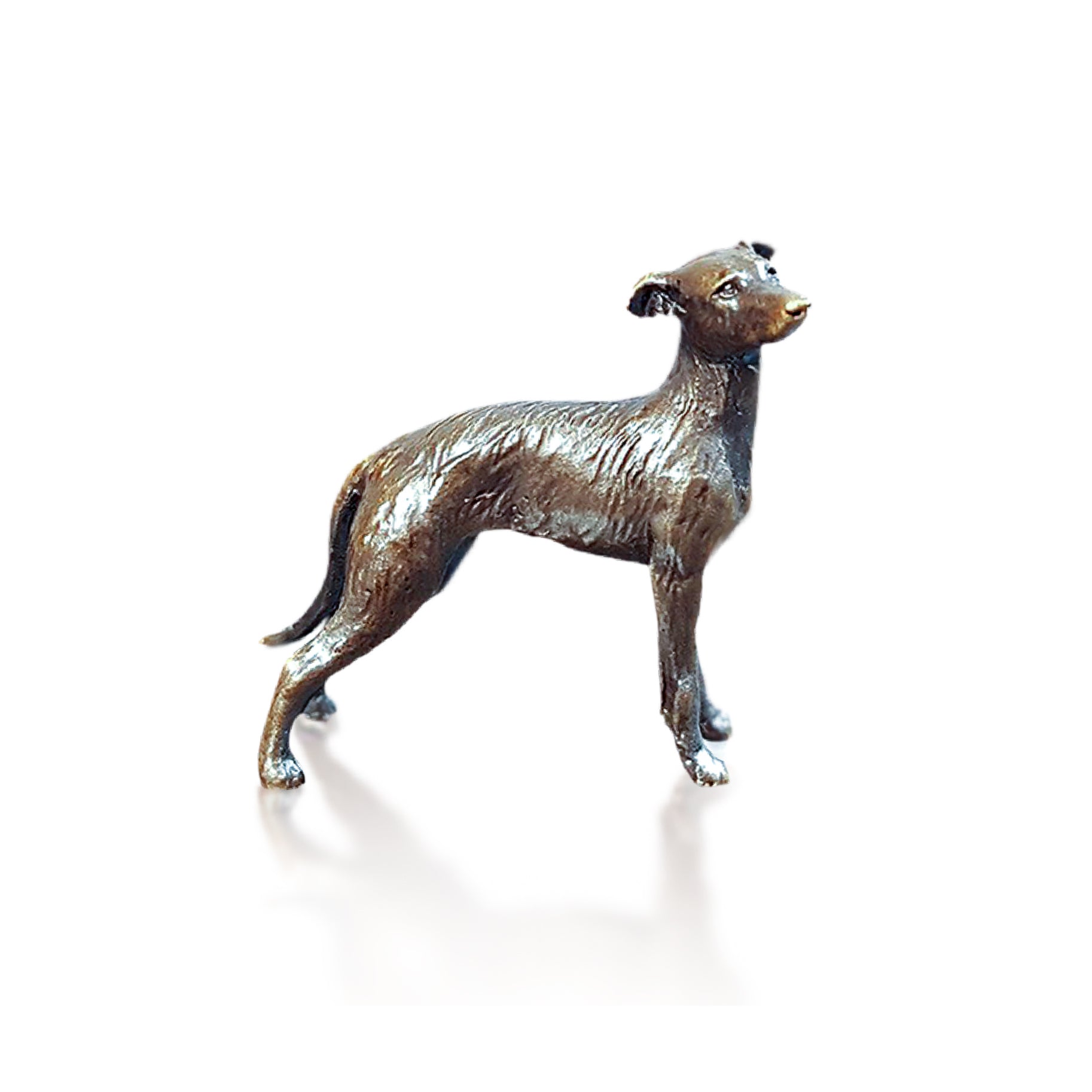 miniature bronze lurcher gift sculpture butler and peach