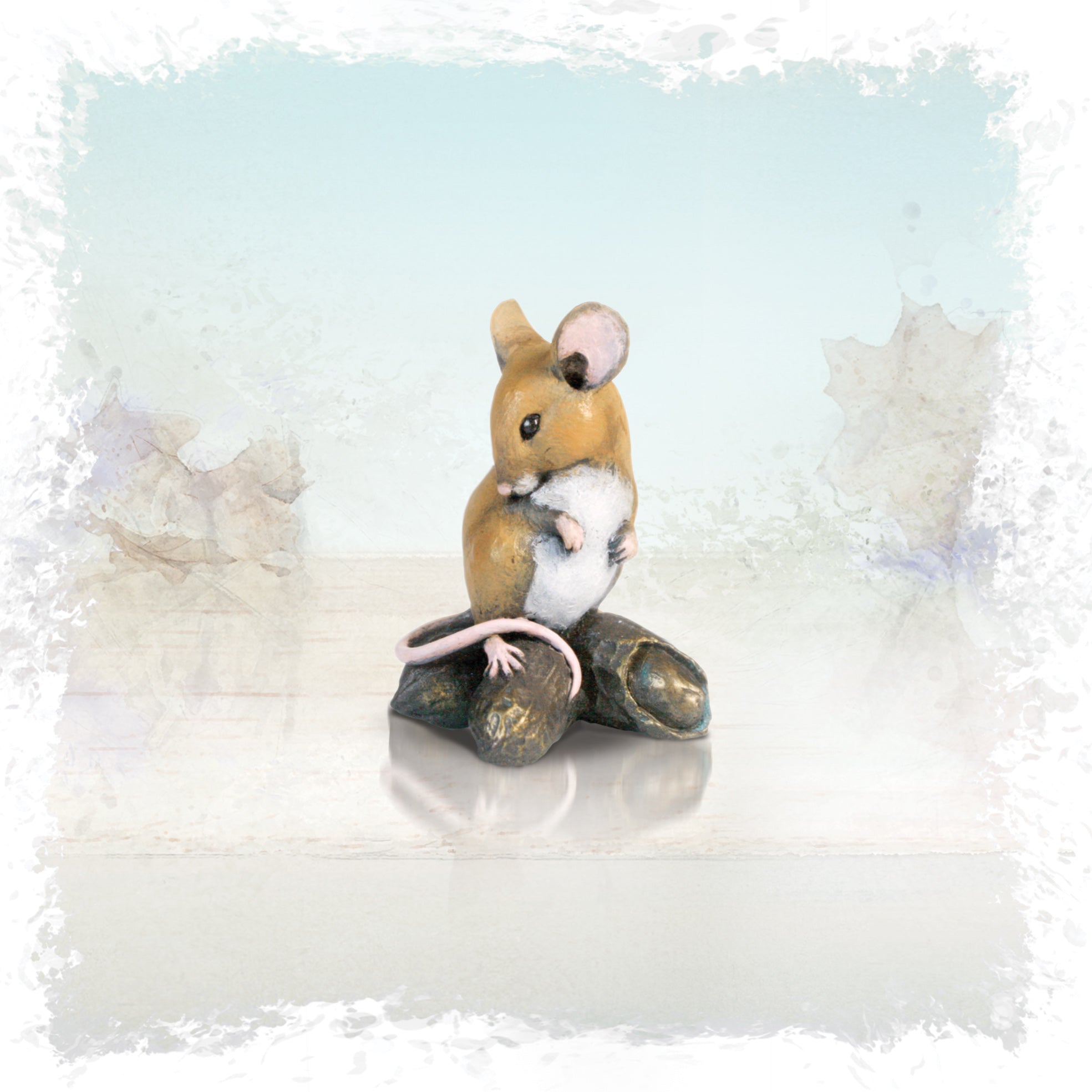 hand painted bronze mouse on monkey nuts sculpture