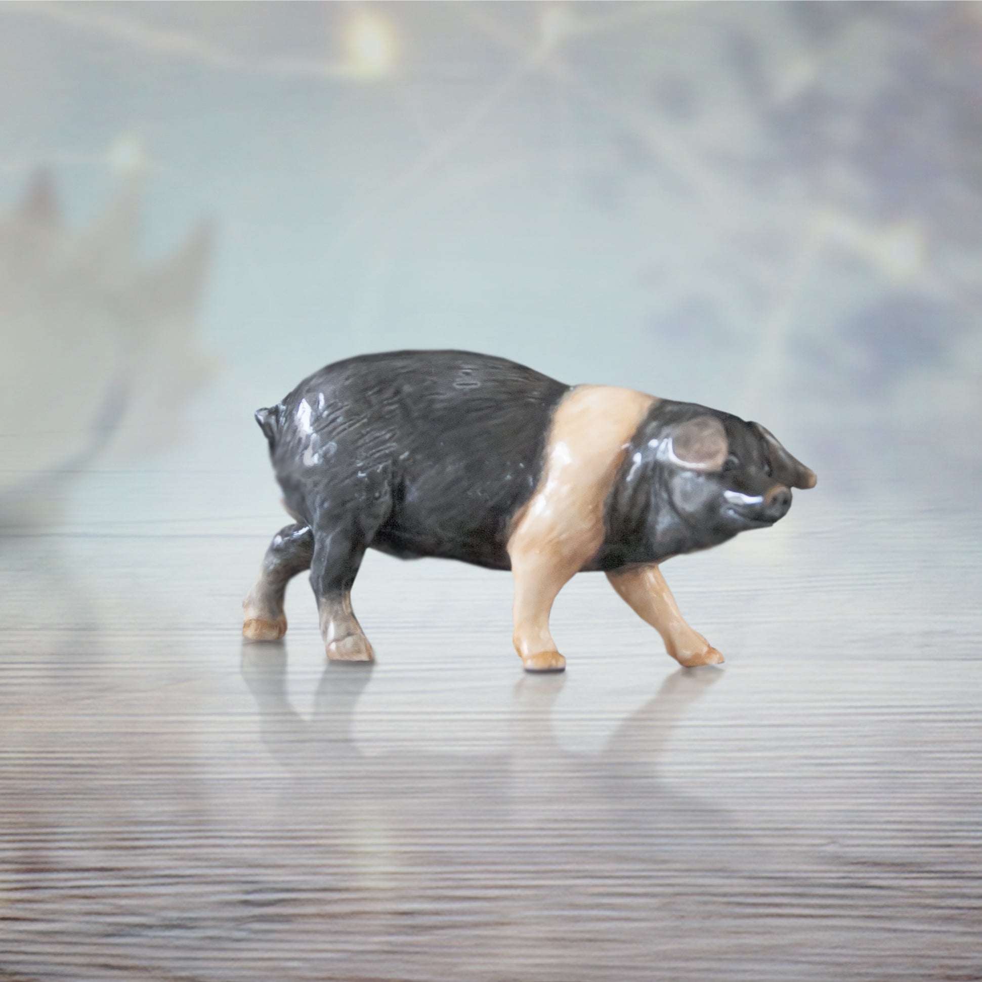 hand painted bone china saddleback pig gift figurine