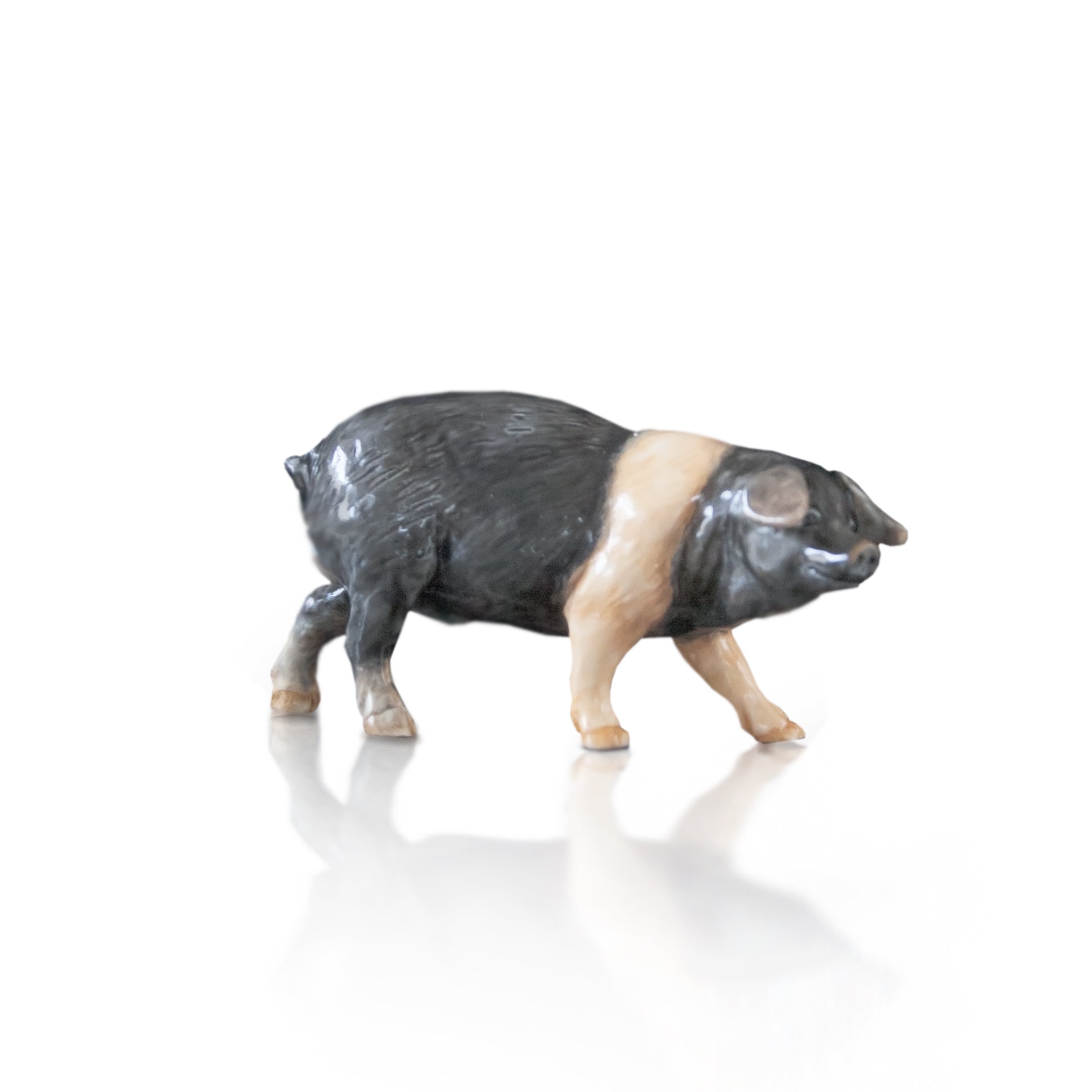hand painted bone china saddleback pig gift figurine