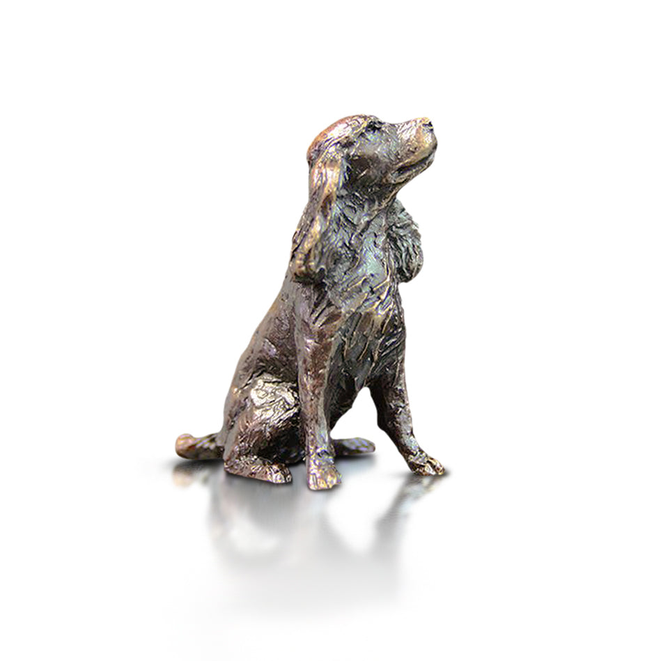 miniature bronze springer spaniel gift sculpture butler and peach