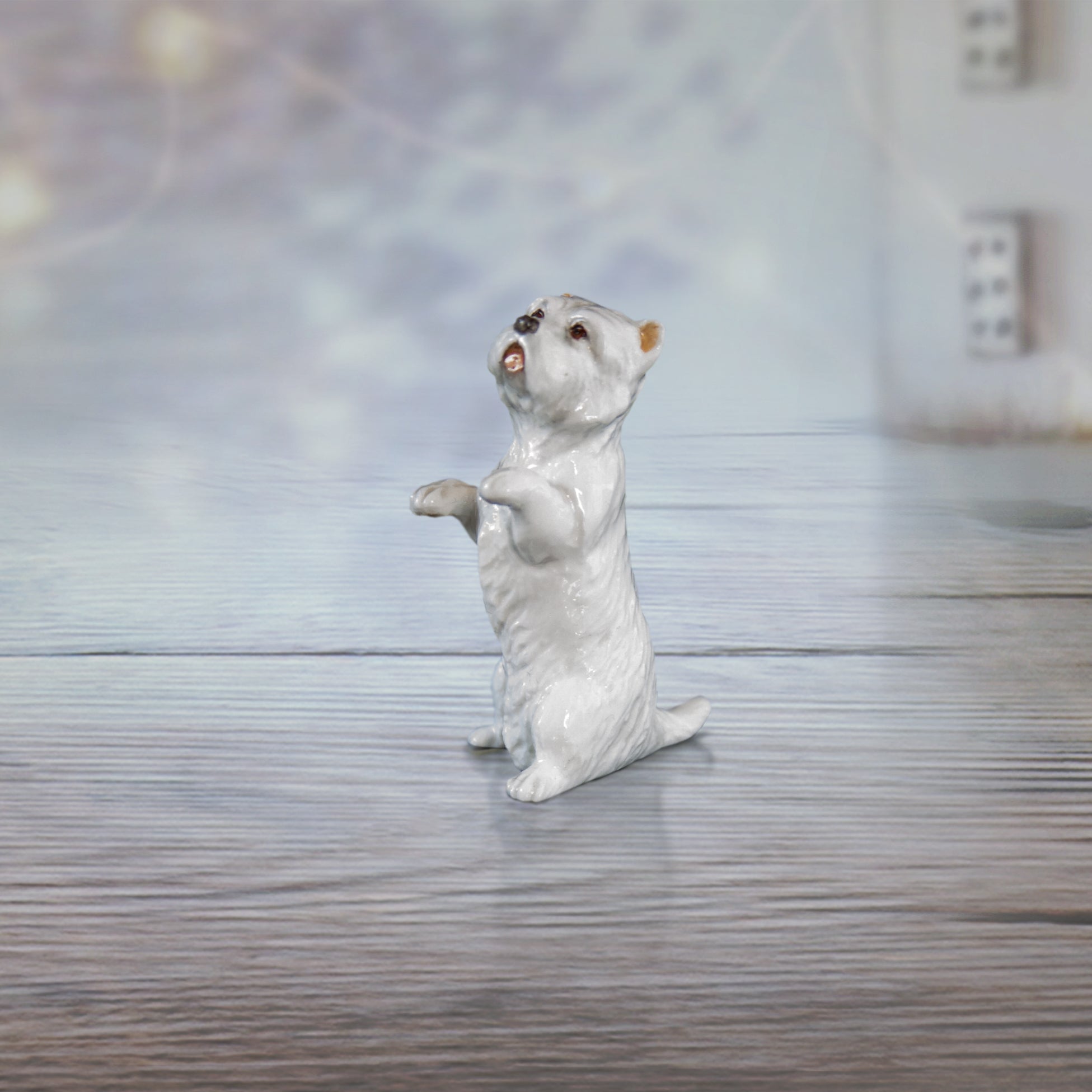 hand painted bone china westie sitting gift figurine