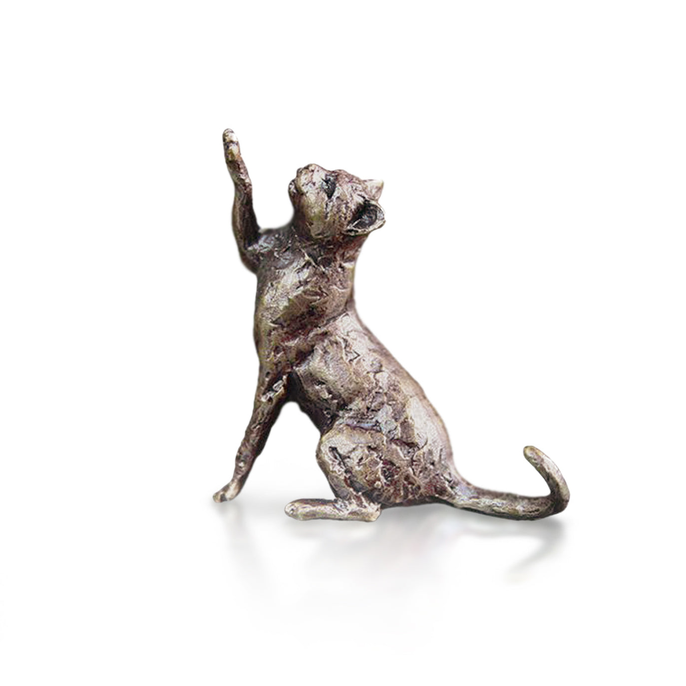 miniature bronze cat sitting gift sculpture butler and peach
