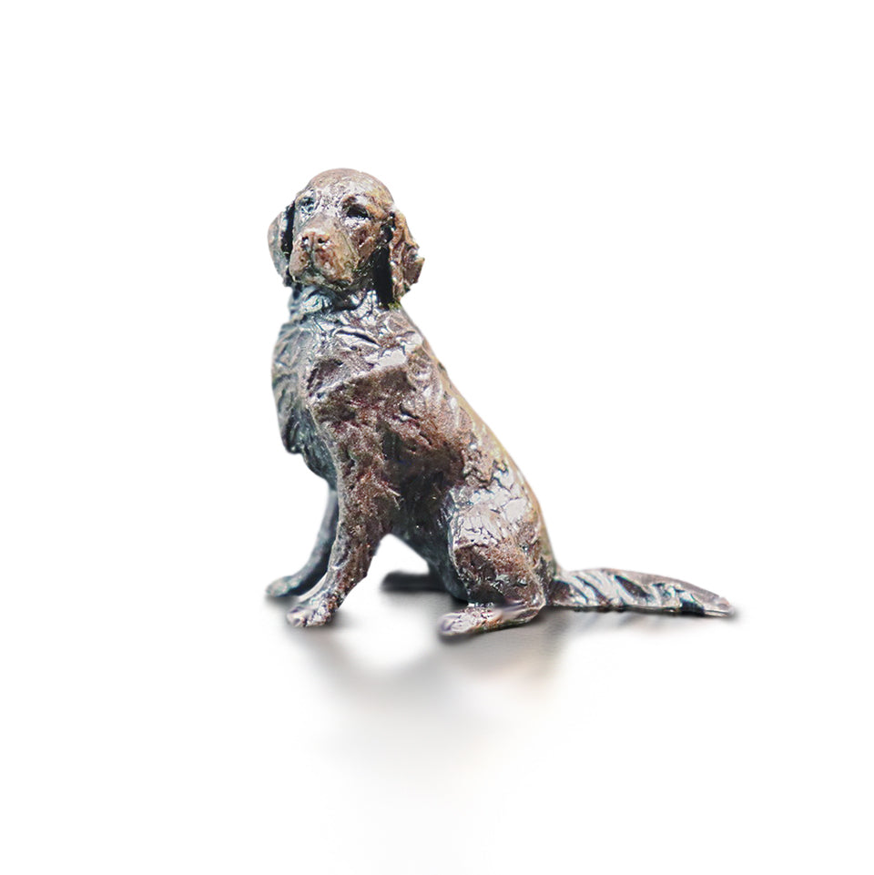 miniature bronze retriever gift sculpture butler and peach