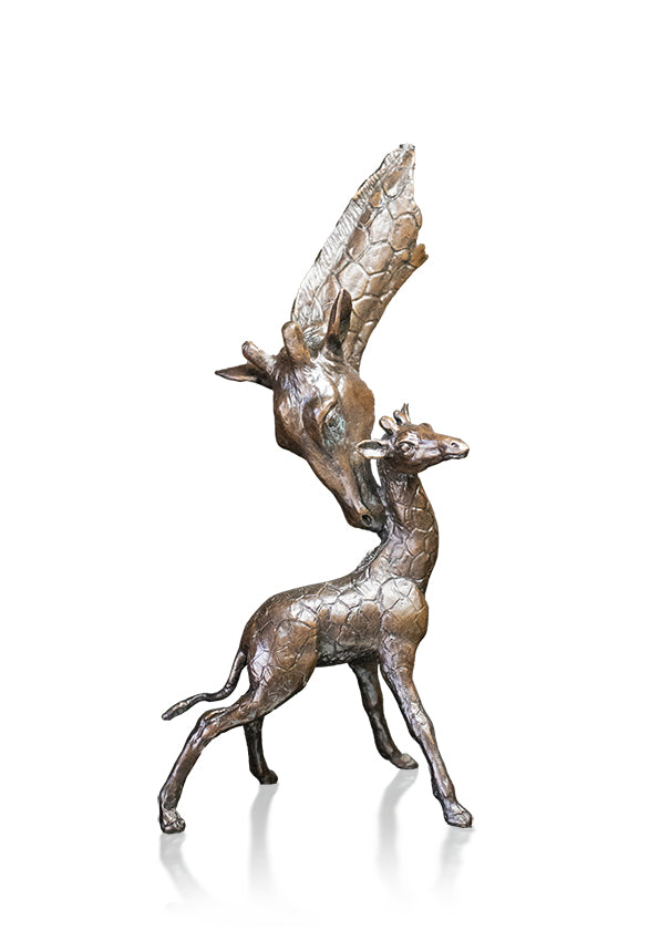 giraffe mother and baby bronze sculpture gift keith sherwin limited edition