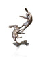 two hares boxing bronze sculpture