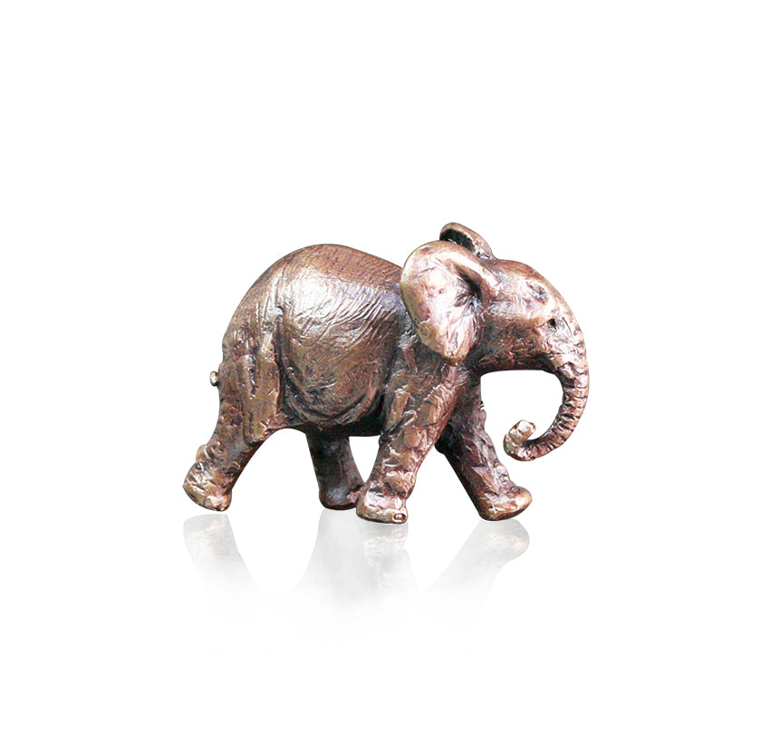 miniature bronze elephant gift sculpture butler and peach