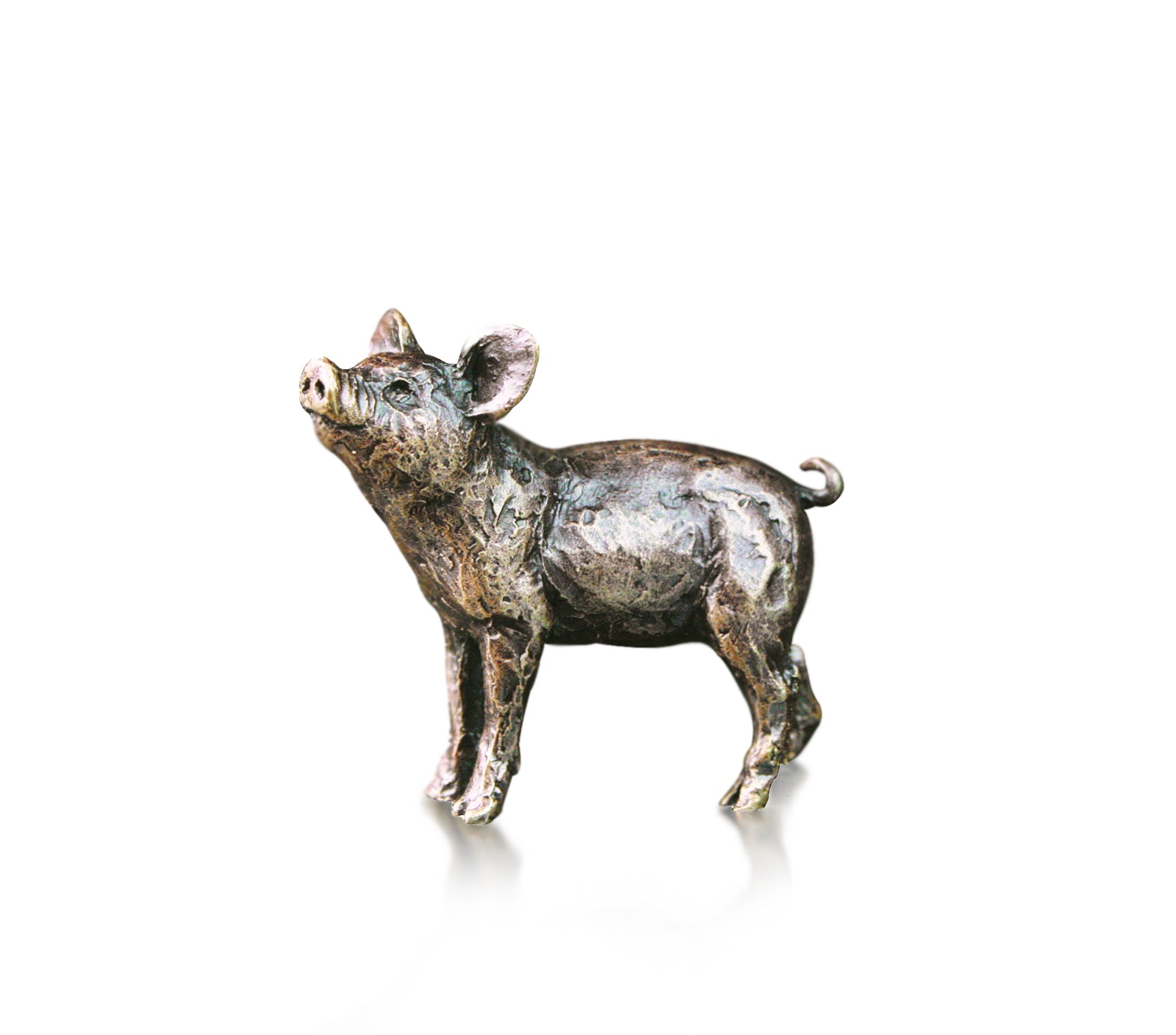 miniature bronze pig gift sculpture butler and peach