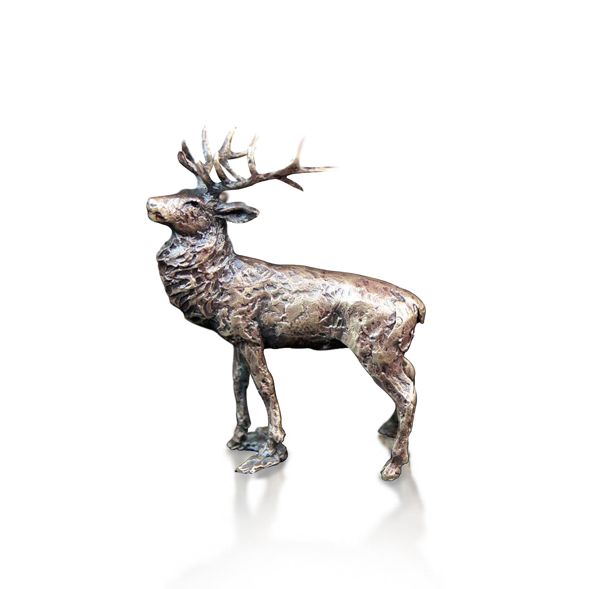 miniature bronze stag deer gift sculpture butler and peach