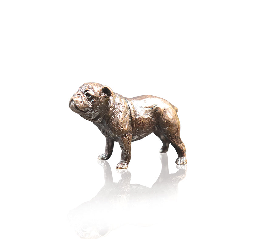 miniature bronze english bull dog gift sculpture butler and peach
