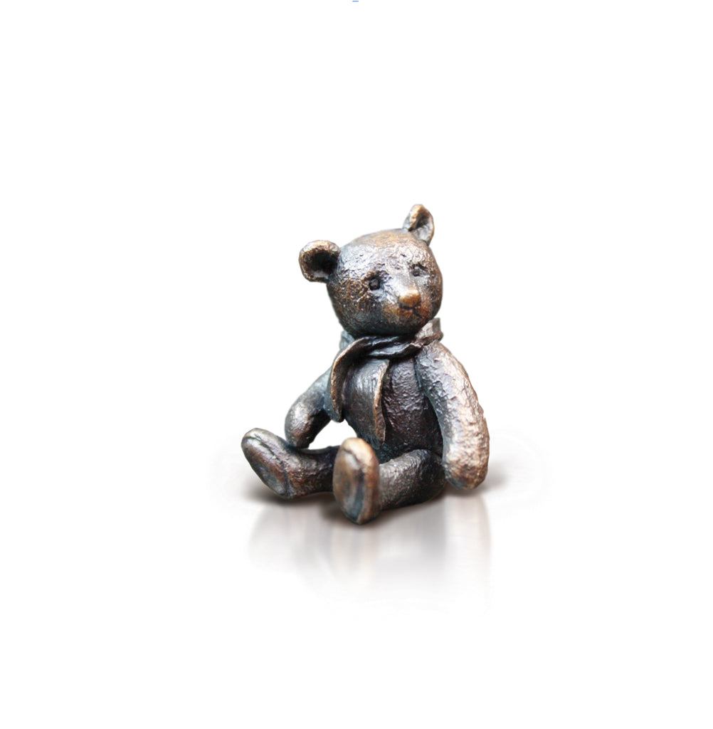 bronze bear with scarf sculpture