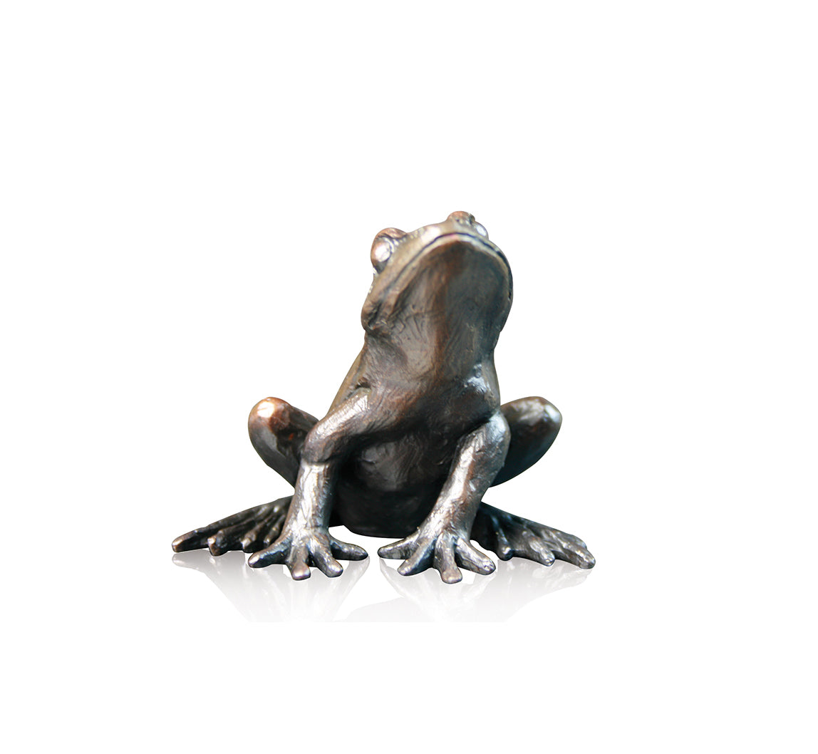 bronze alert garden frog sculpture keith sherwin limited edition