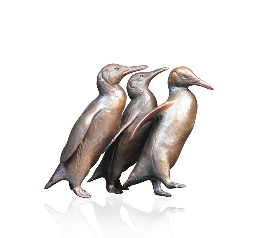 Bronze sculpture group of penguins