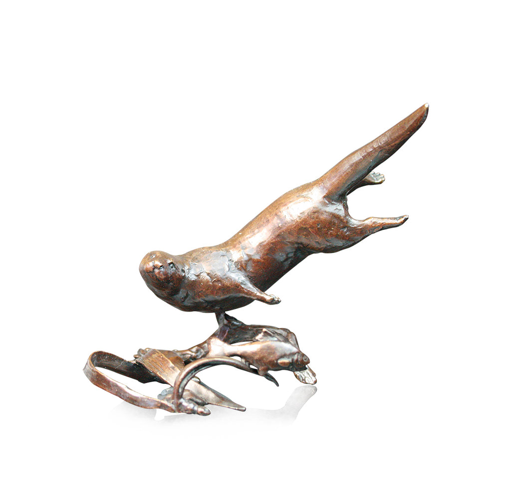 bronze otter swimming sculpture