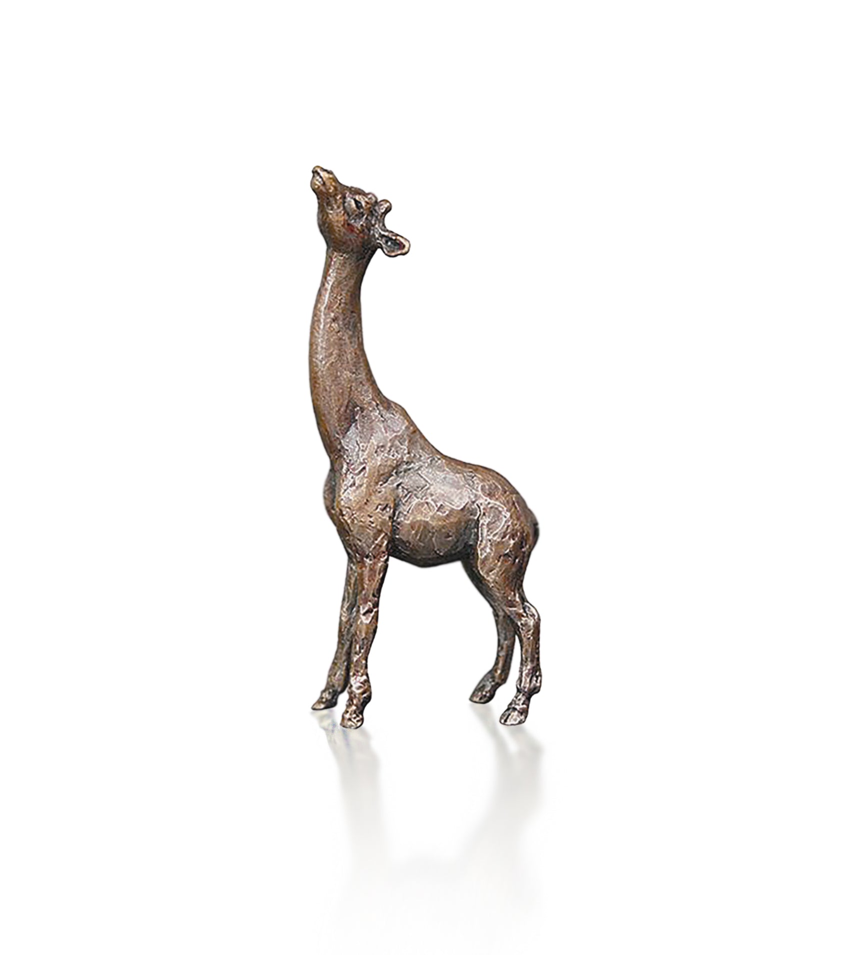 miniature bronze giraffe gift sculpture butler and peach