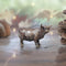 miniature bronze highland cow gift sculpture butler and peach
