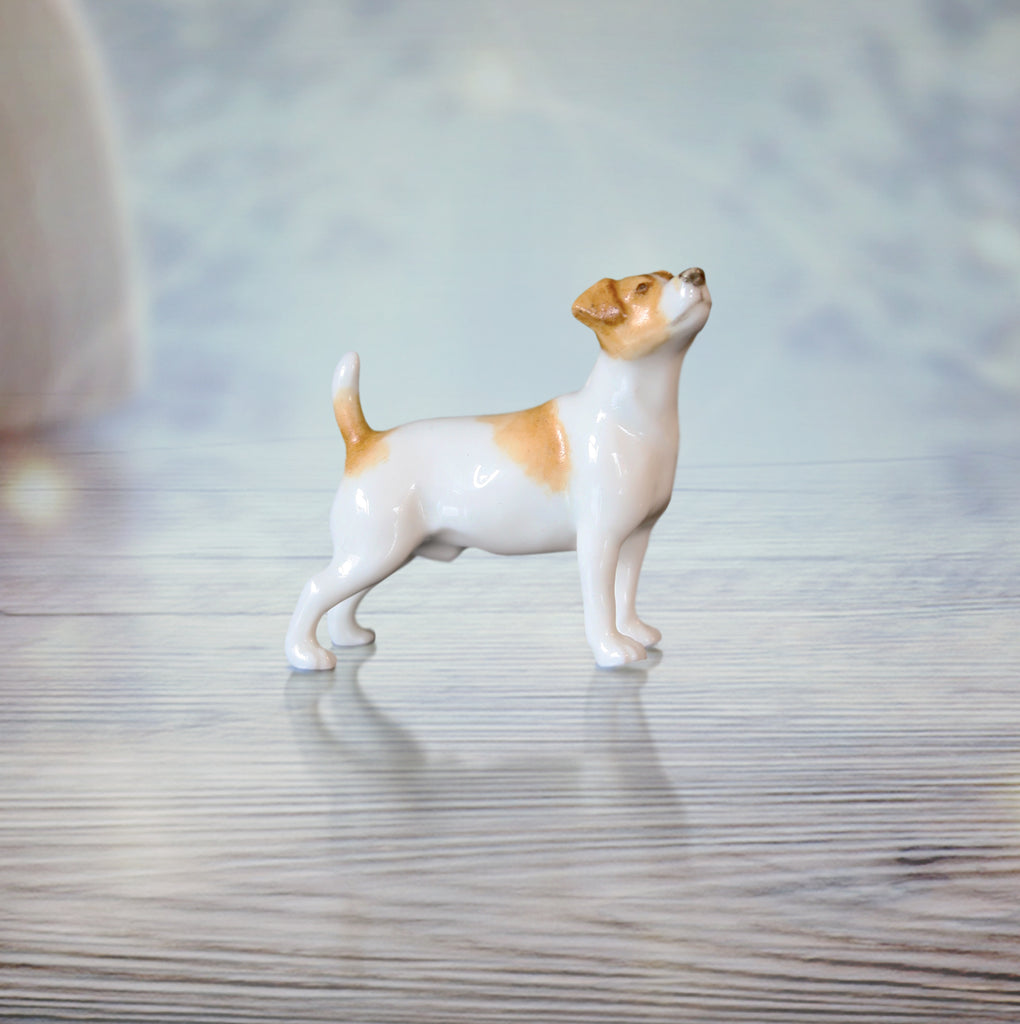 hand painted bone china jack russell dog standing gift figurine