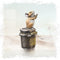 hand painted bronze mouse on jam jar begging sculpture