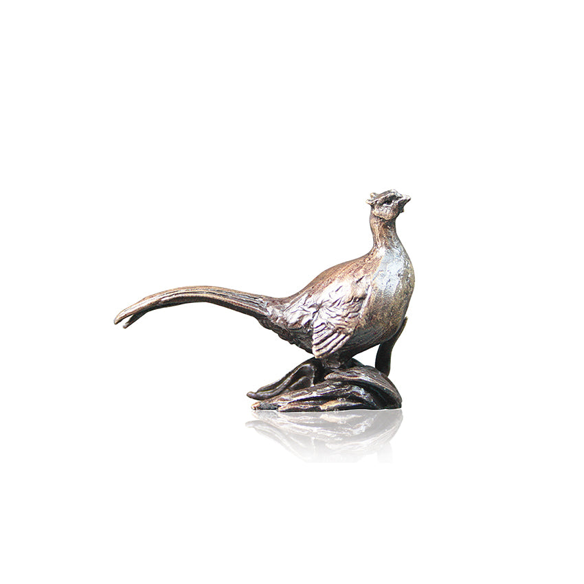 miniature bronze pheasant gift sculpture butler and peach