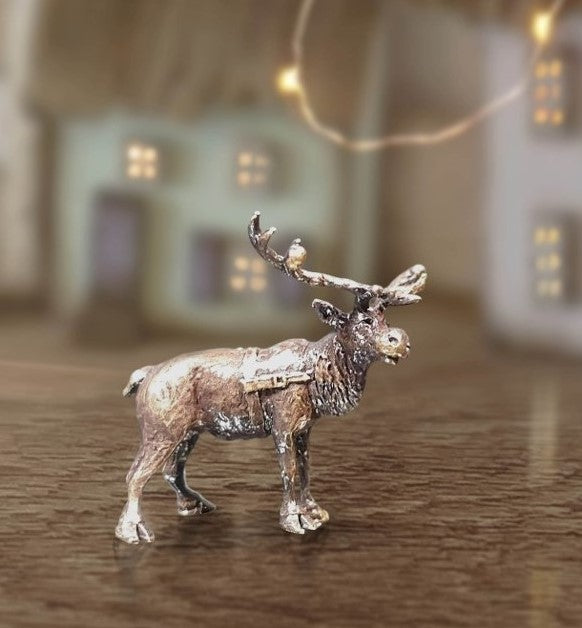 miniature bronze reindeer gift sculpture butler and peach